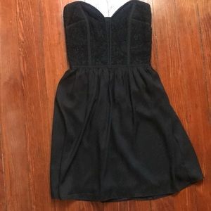 Black strapless sweetheart mini dress